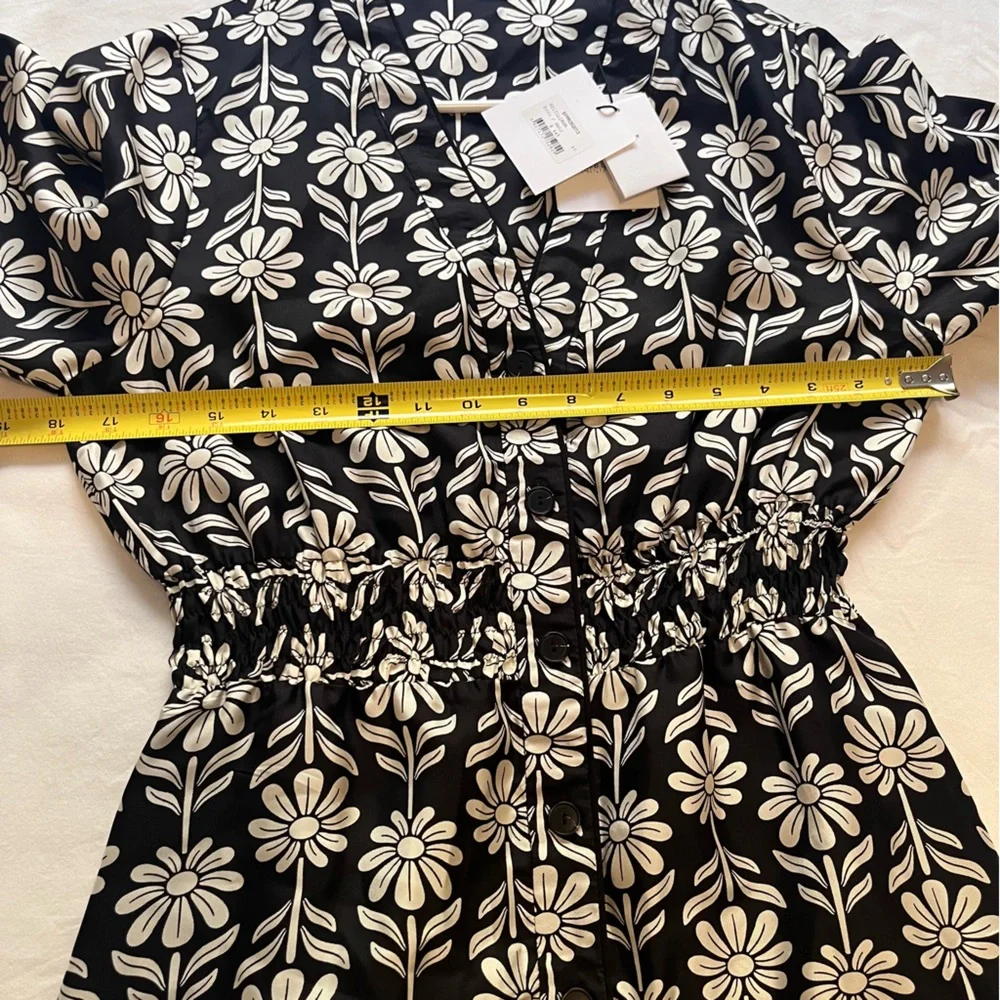 NWT Sandro Paris Illiana Floral Mini Dress Button Front Silk Size FR 40 US 8 - Picture 16 of 16